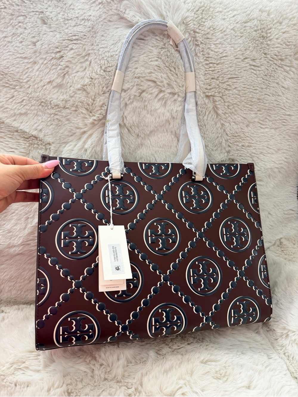 Tory Burch Brown Logo-Embossed 2 color Tote